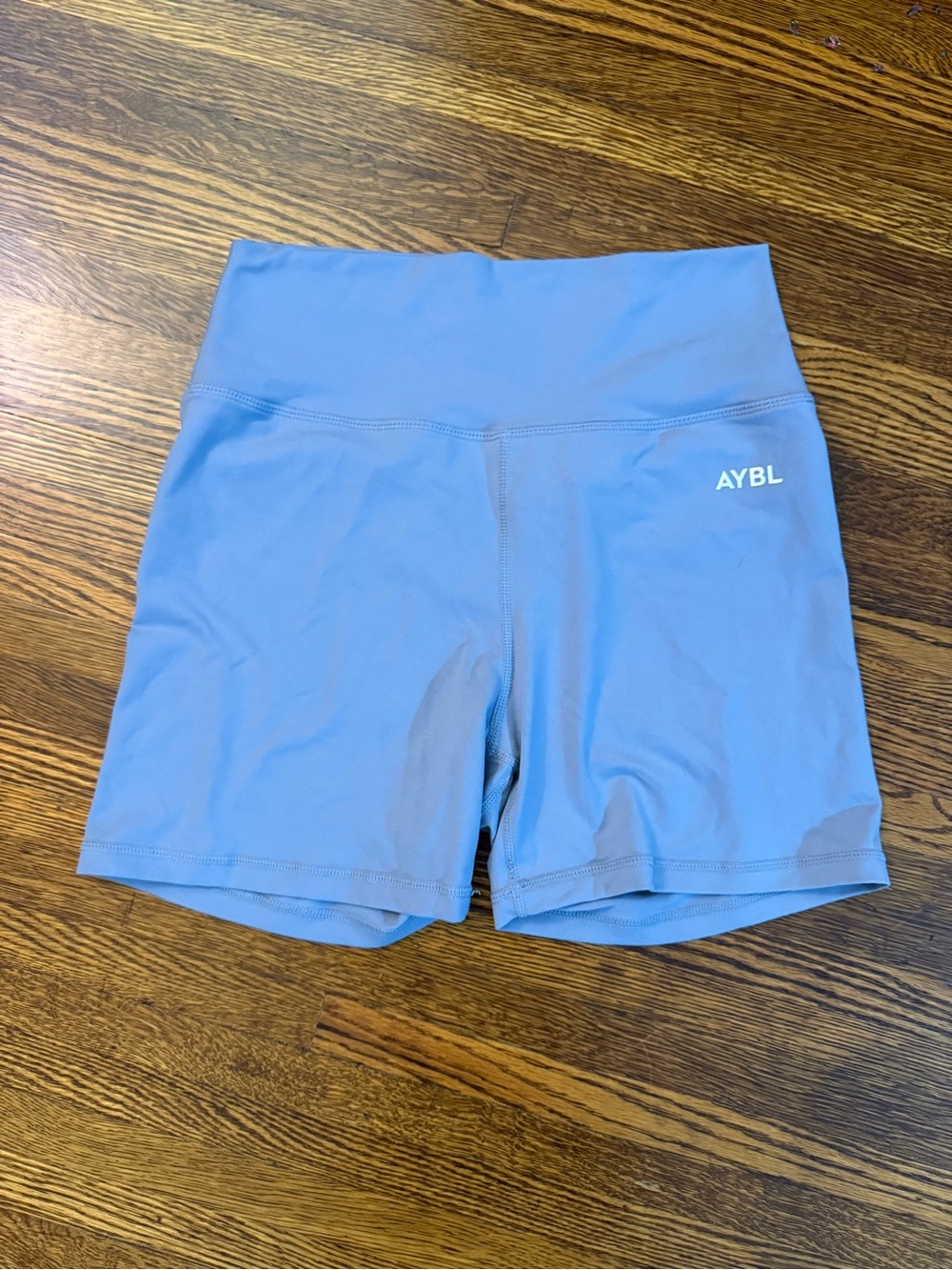 AYBL Periwinkle Blue High-Waisted Training Biker Shorts - Size M